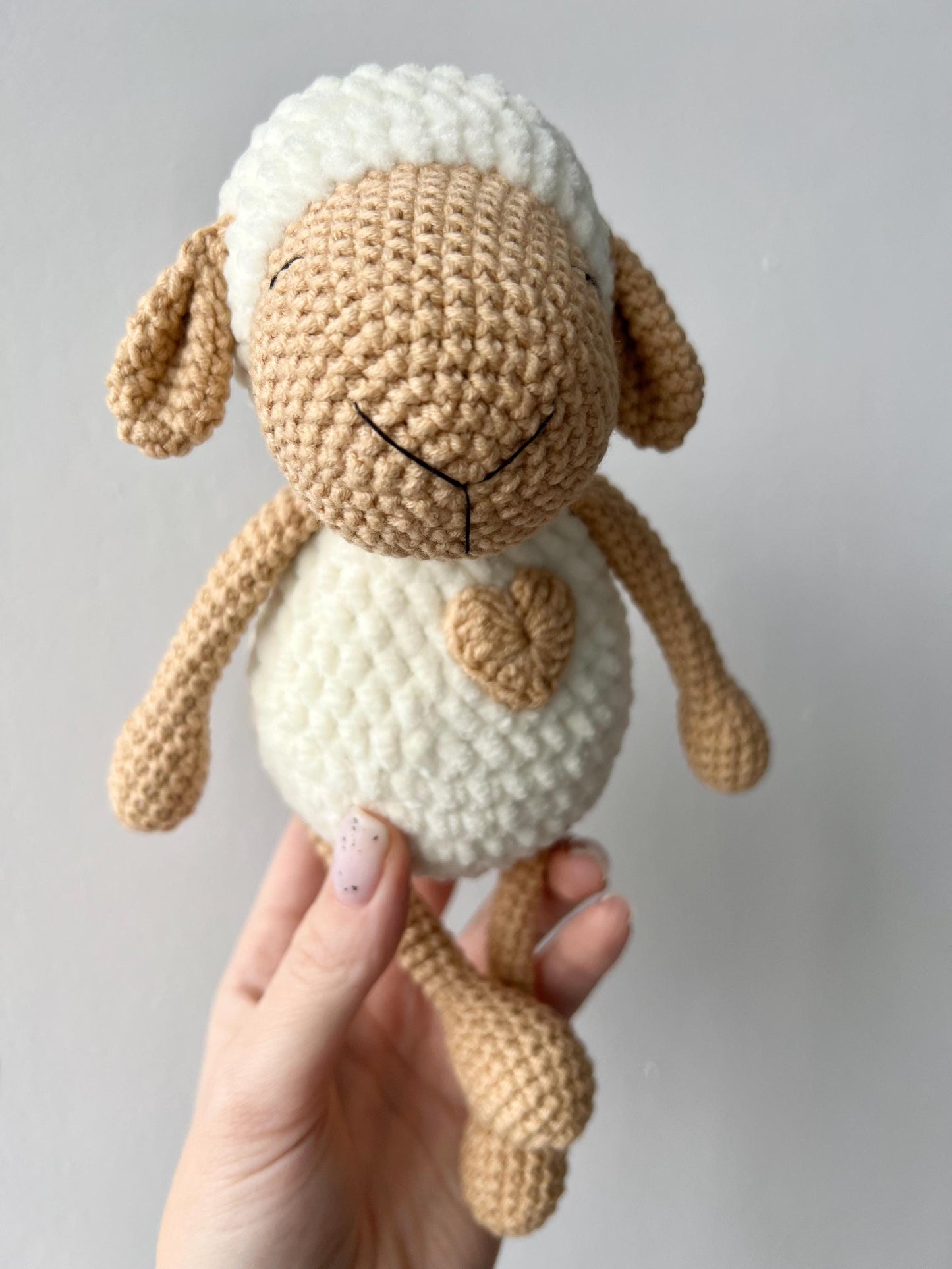 Plush Crochet Lamb Amigurumi, Soft Stuffed Animal Toy, Gender Reveal Gift