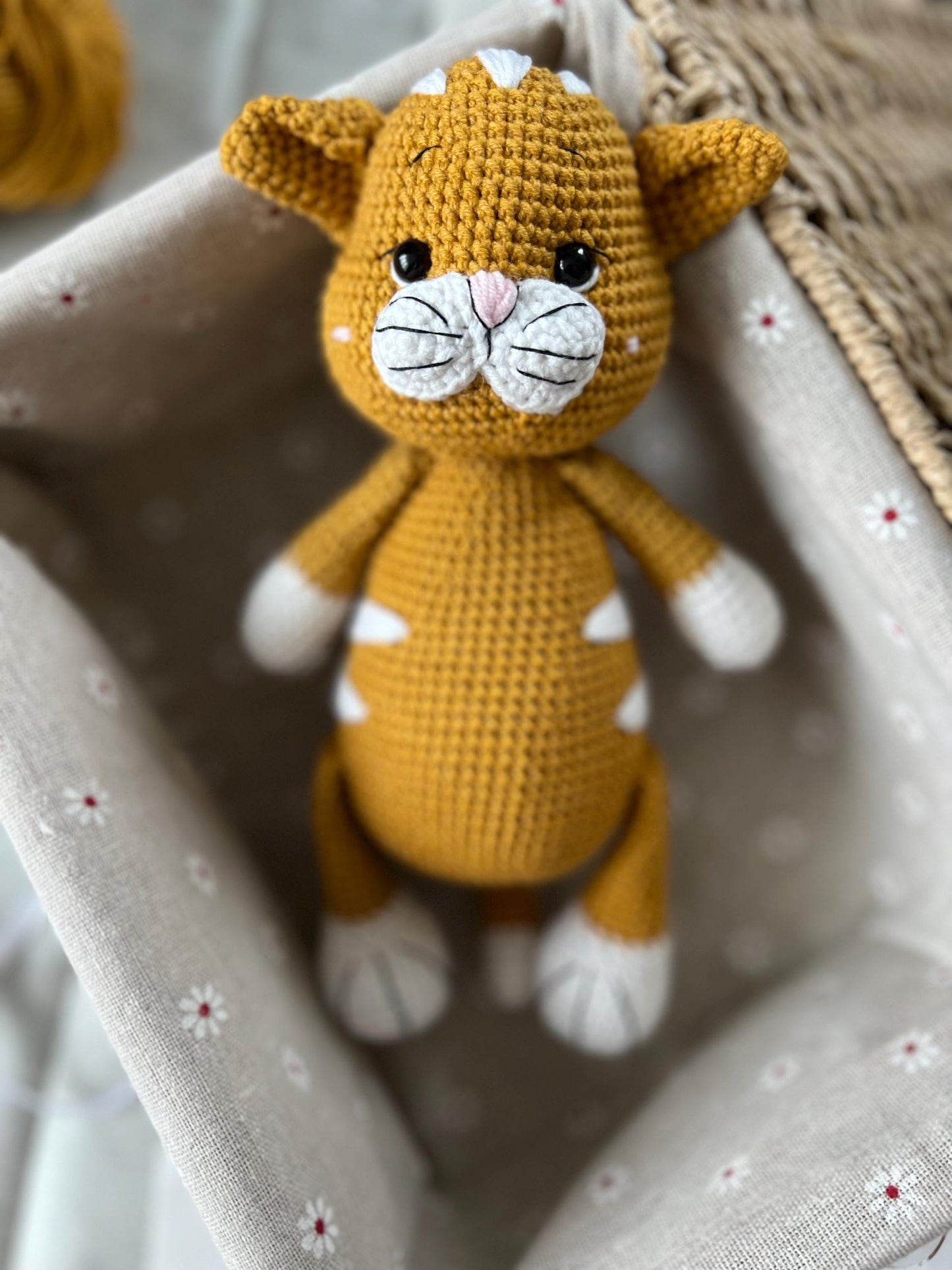 Ginger crochet cat toy, handmade cute chubby cat amigurumi, niece first Christmas gift, kitty stuffed animal, cat lover gift