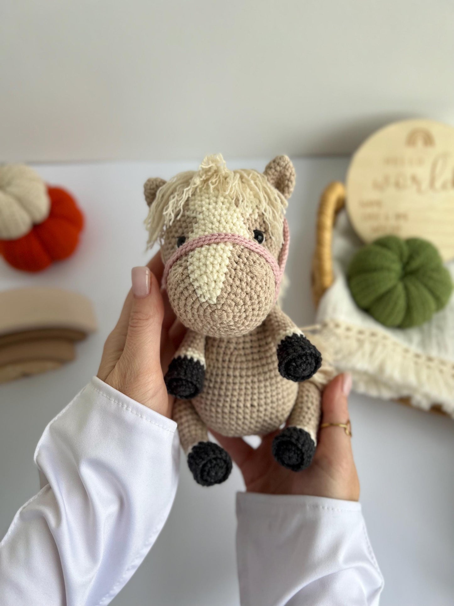 Crochet horse amigurumi toy, kids Christmas gift, custom farm animals, New Year 2025 decor