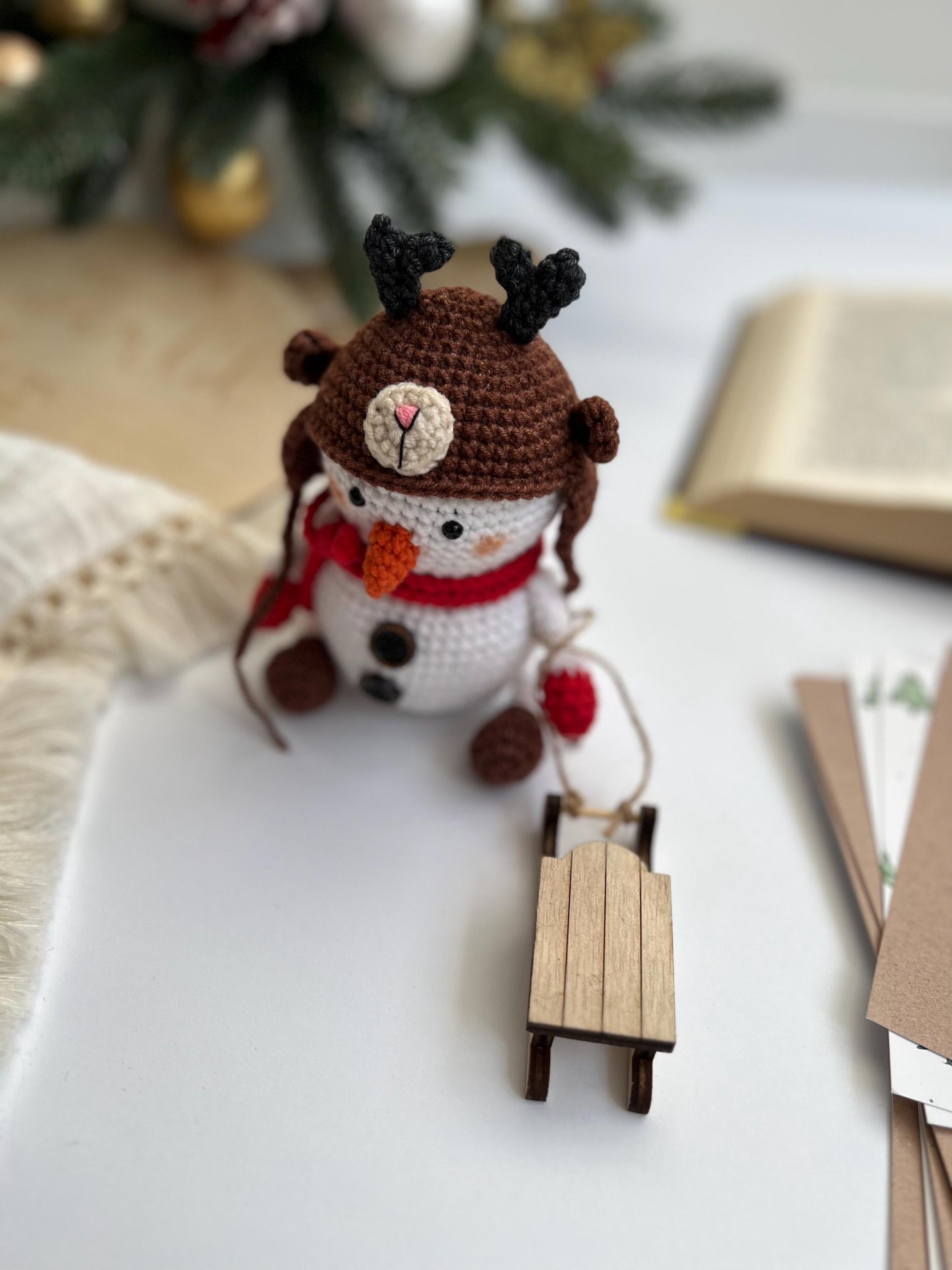 Crochet amigurumi snowman, handmade plush Santa toy, New Year 2025, first Christmas gift