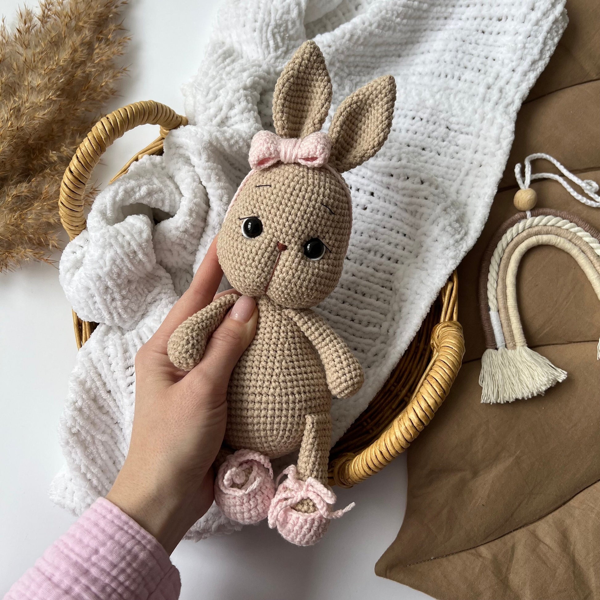 Personalized amigurumi rabbit, custom crochet bunny toy, organic baby toy, first Christmas gift