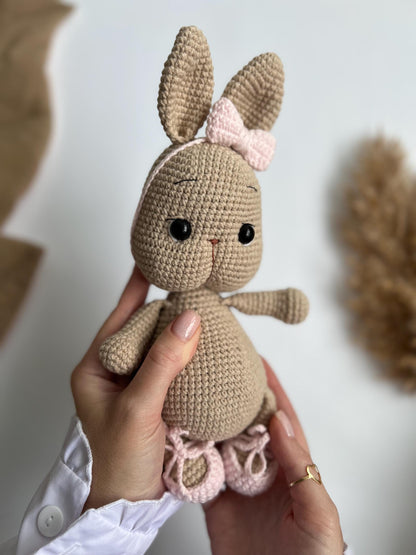 Cute crochet bunny amigurumi toy, handmade custom rabbit, baby shower gift, girl nursery decor, baptism baby gift, baby first Christmas