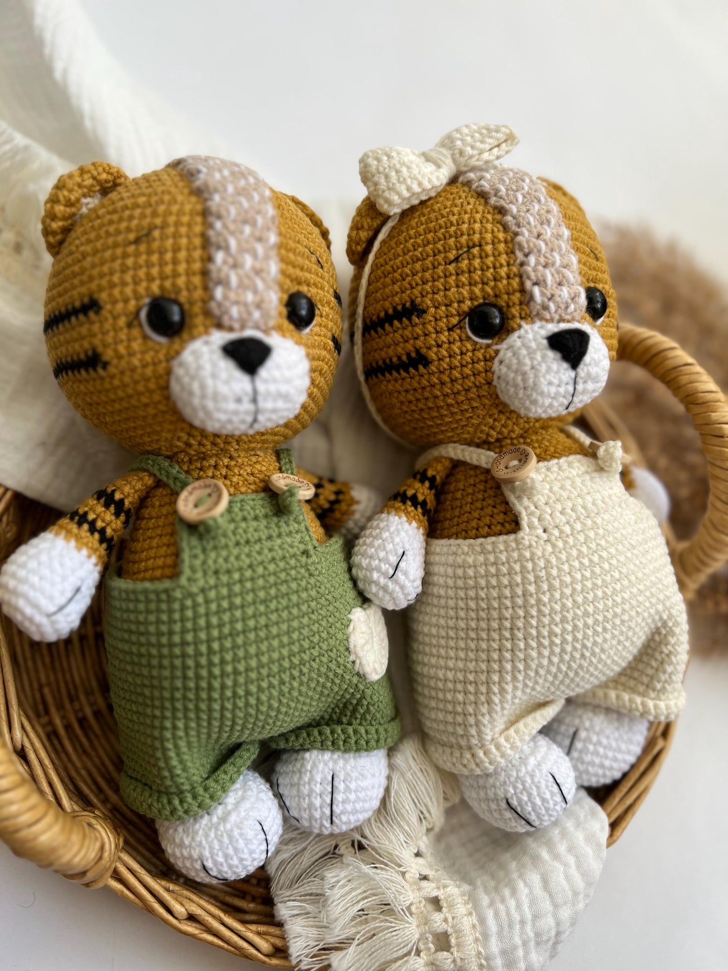 Cute personalized crochet tiger toy, first Christmas gift, safari nursery decor, siblings gift idea, handmade tiger amigurumi, twins gift