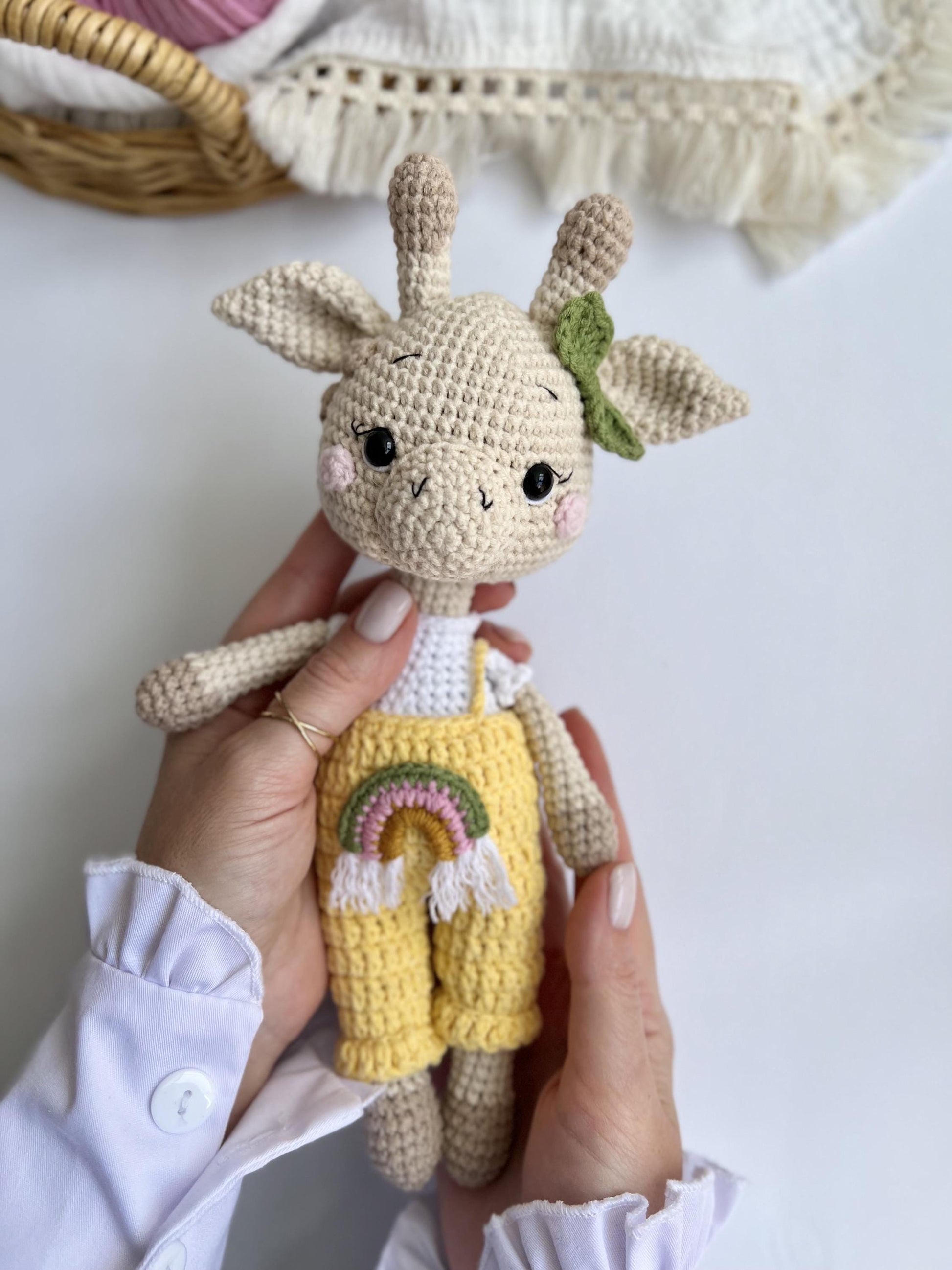 Handmade cochet giraffe toy, baby first Christmas toy, safari nursery decor, set for newborn