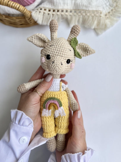 Handmade cochet giraffe toy, baby first Christmas toy, safari nursery decor, set for newborn