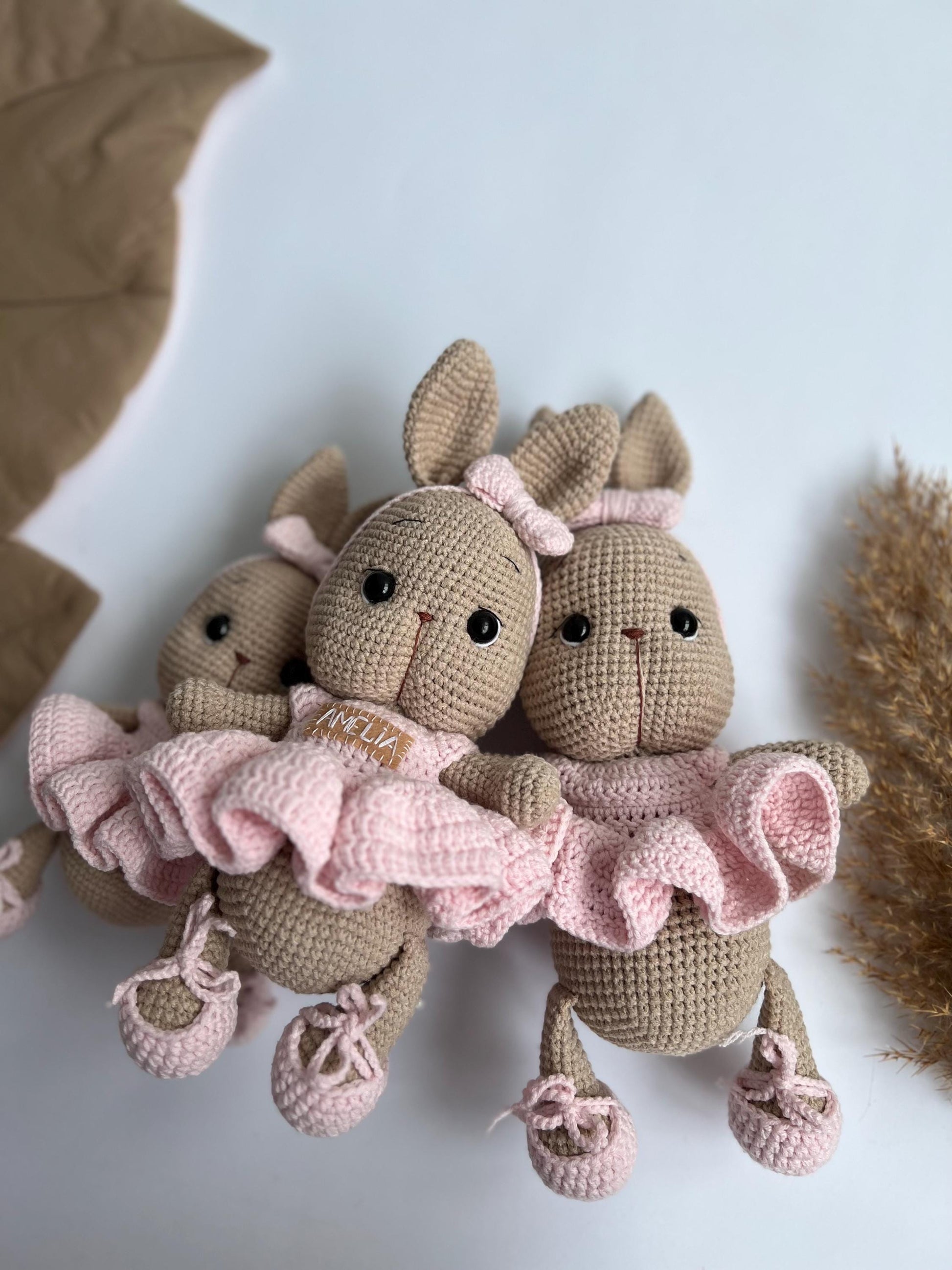 Cute crochet bunny amigurumi toy, handmade custom rabbit, baby shower gift, girl nursery decor, baptism baby gift, baby first Christmas