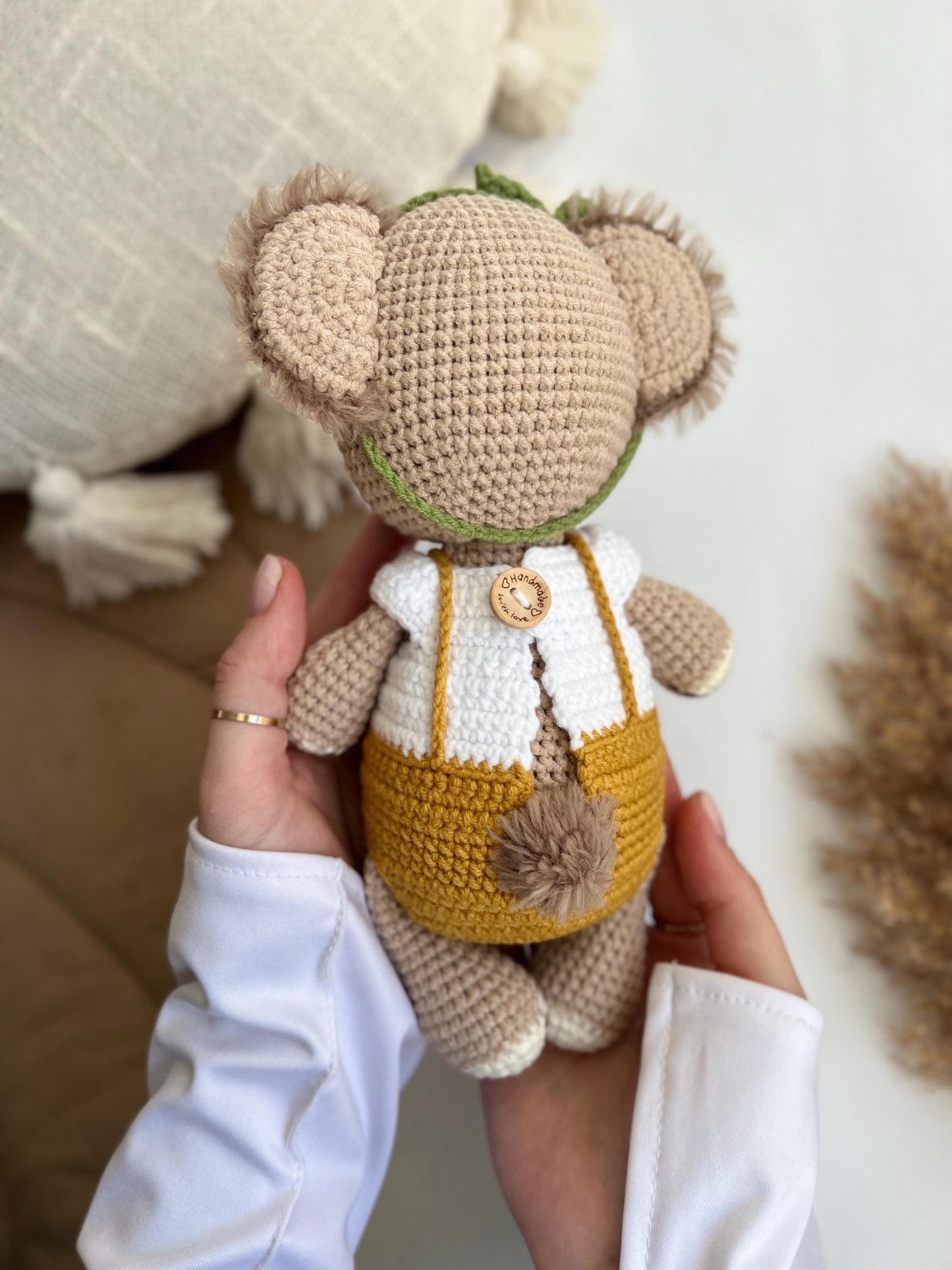 Soft plush koala amigurumi, cute crochet koala bear, handmade plush Australian animal, boho nursery decor, organic baby toy, gift for niece
