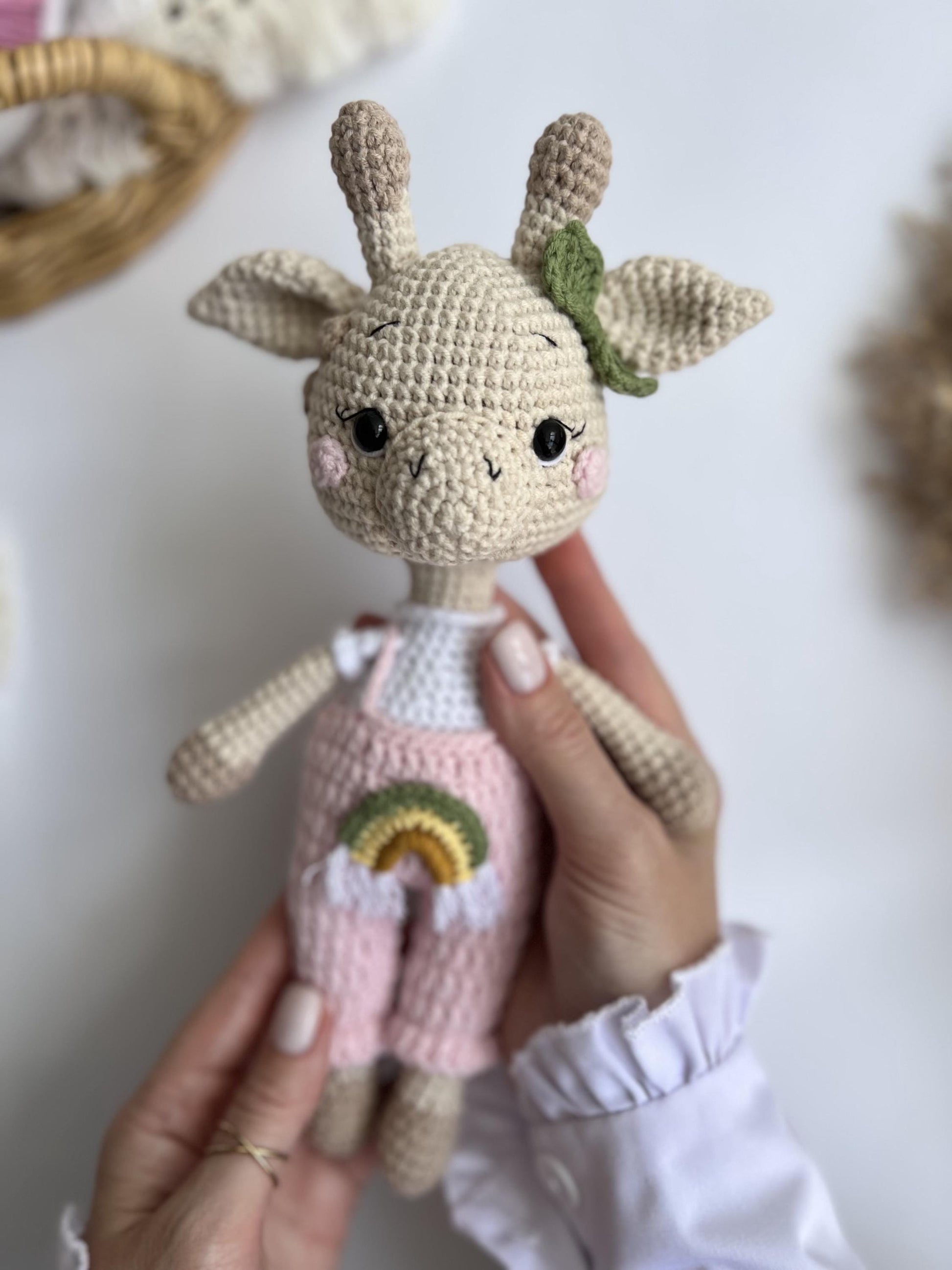 Handmade cochet giraffe toy, baby first Christmas toy, safari nursery decor, set for newborn