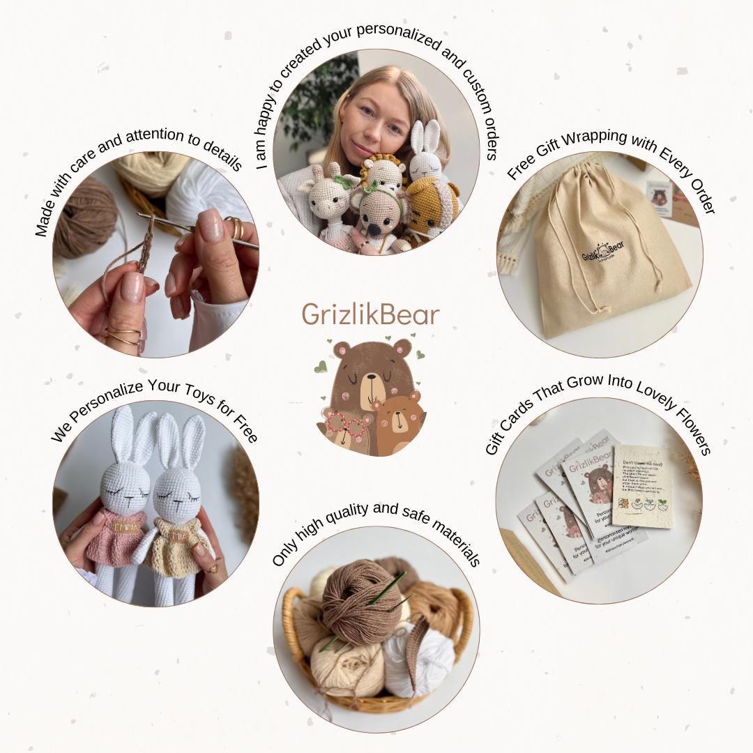 Set of 3 crochet tiny animals, custom amigurumi toys, soft stuffed animal, Christmas nursery