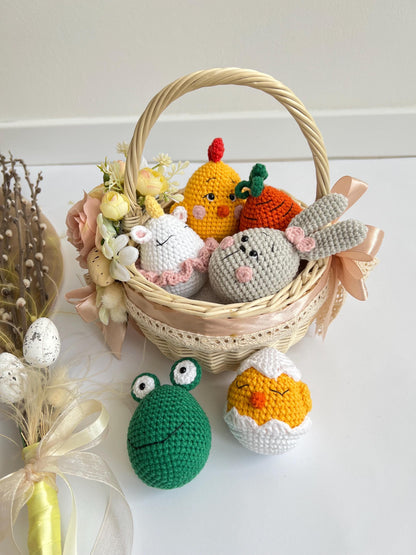Baby first easter basket stuffers: easter egg rattle, crochet carrot rattle, montessori baby and toddler toys infant easter basket toys