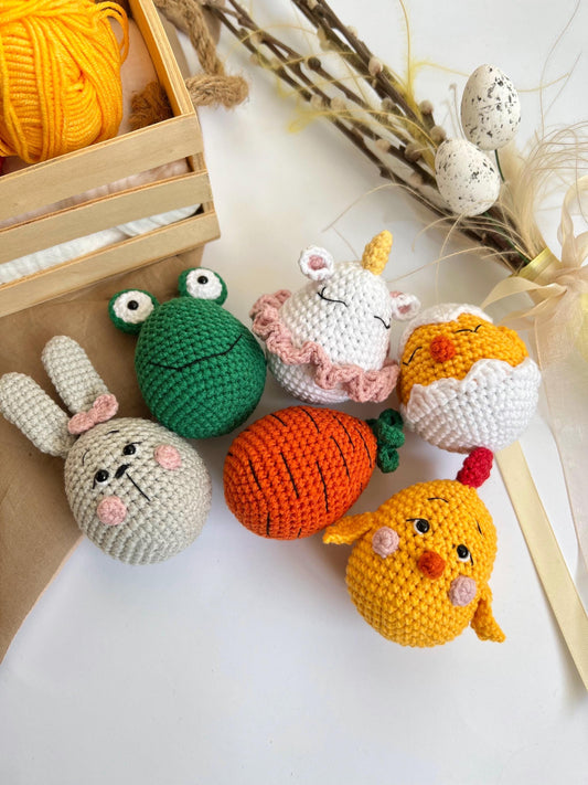 Baby first easter basket stuffers: easter egg rattle, crochet carrot rattle, montessori baby and toddler toys infant easter basket toys