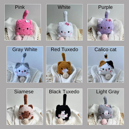 Colorful cute plush chubby cat, crochet cat amigurumi, custom kitty stuffed animal, cat lover gift, boho nursery decor, daughter in law gift