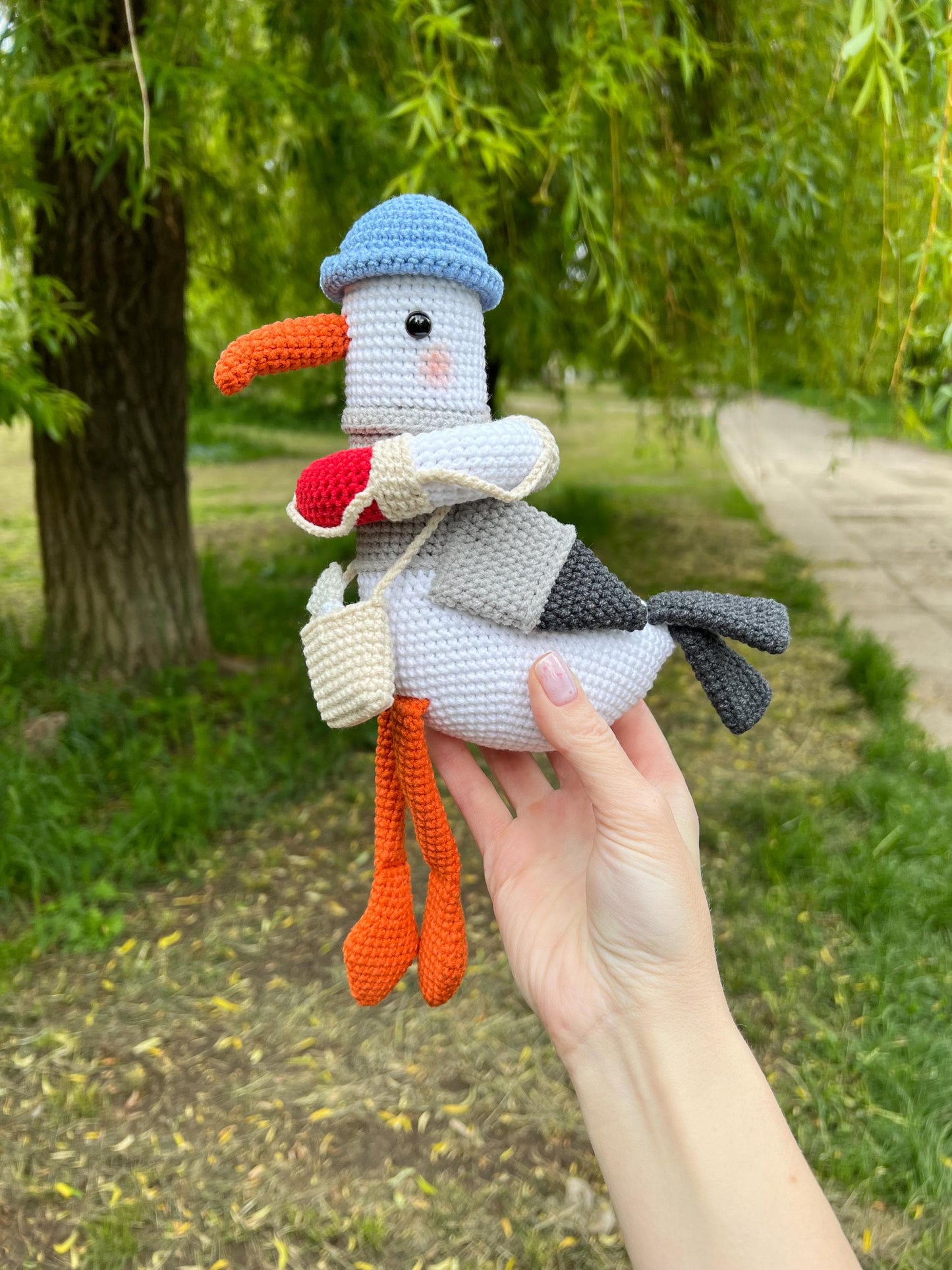 Sustainable crochet seagull toy, custom amigurumi bird, nautical nursery toy, soft stuffed bird, toddler nursery decor, 3 year old baby gift
