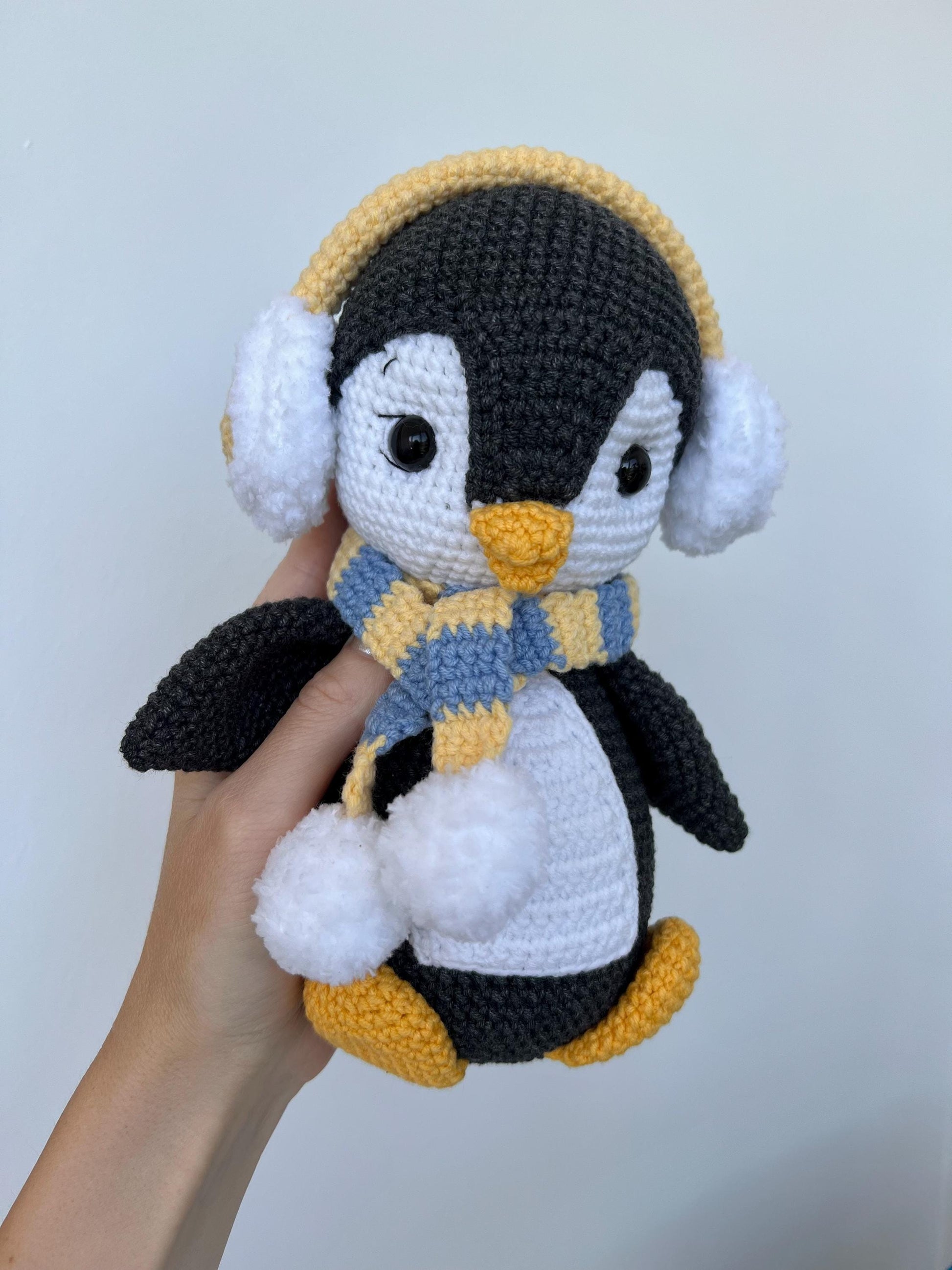Plush penguin amigurumi toy, stuffed crochet winter animal, organic baby toys, baby shower gift, baby sleeping toy, 1st birthday gift