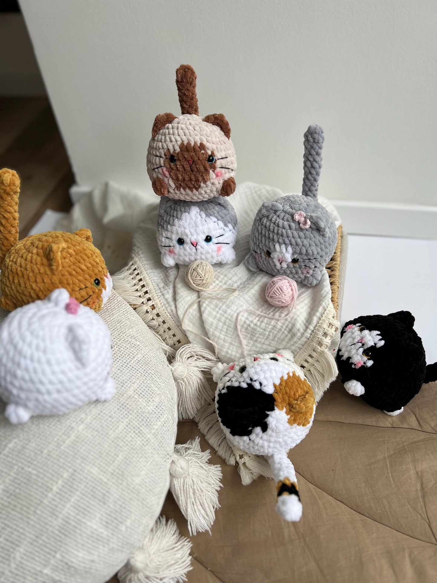 Colorful cute plush chubby cat, crochet cat amigurumi, custom kitty stuffed animal, cat lover gift, boho nursery decor, daughter in law gift