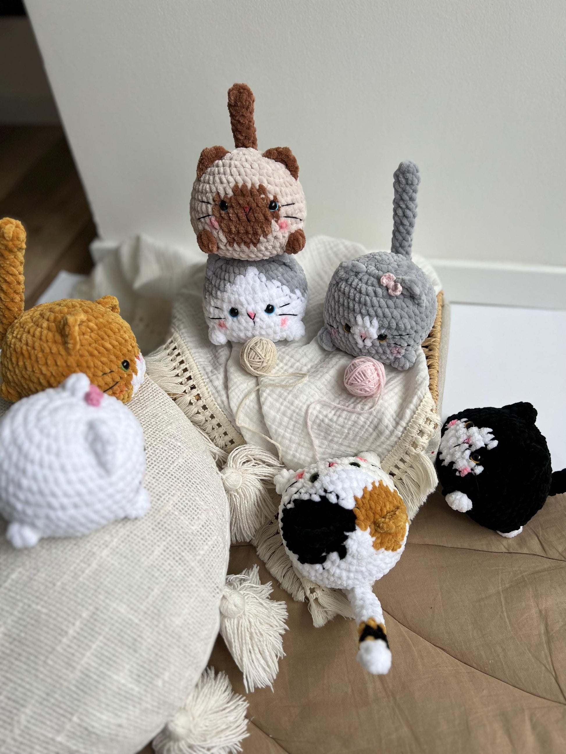 Colorful cute plush chubby cat, crochet cat amigurumi, custom kitty stuffed animal, cat lover gift, boho nursery decor, daughter in law gift