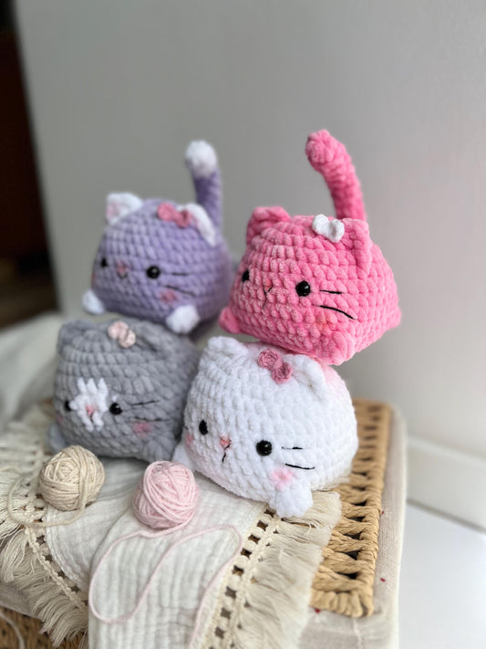 Colorful cute plush chubby cat, crochet cat amigurumi, custom kitty stuffed animal, cat lover gift, boho nursery decor, daughter in law gift