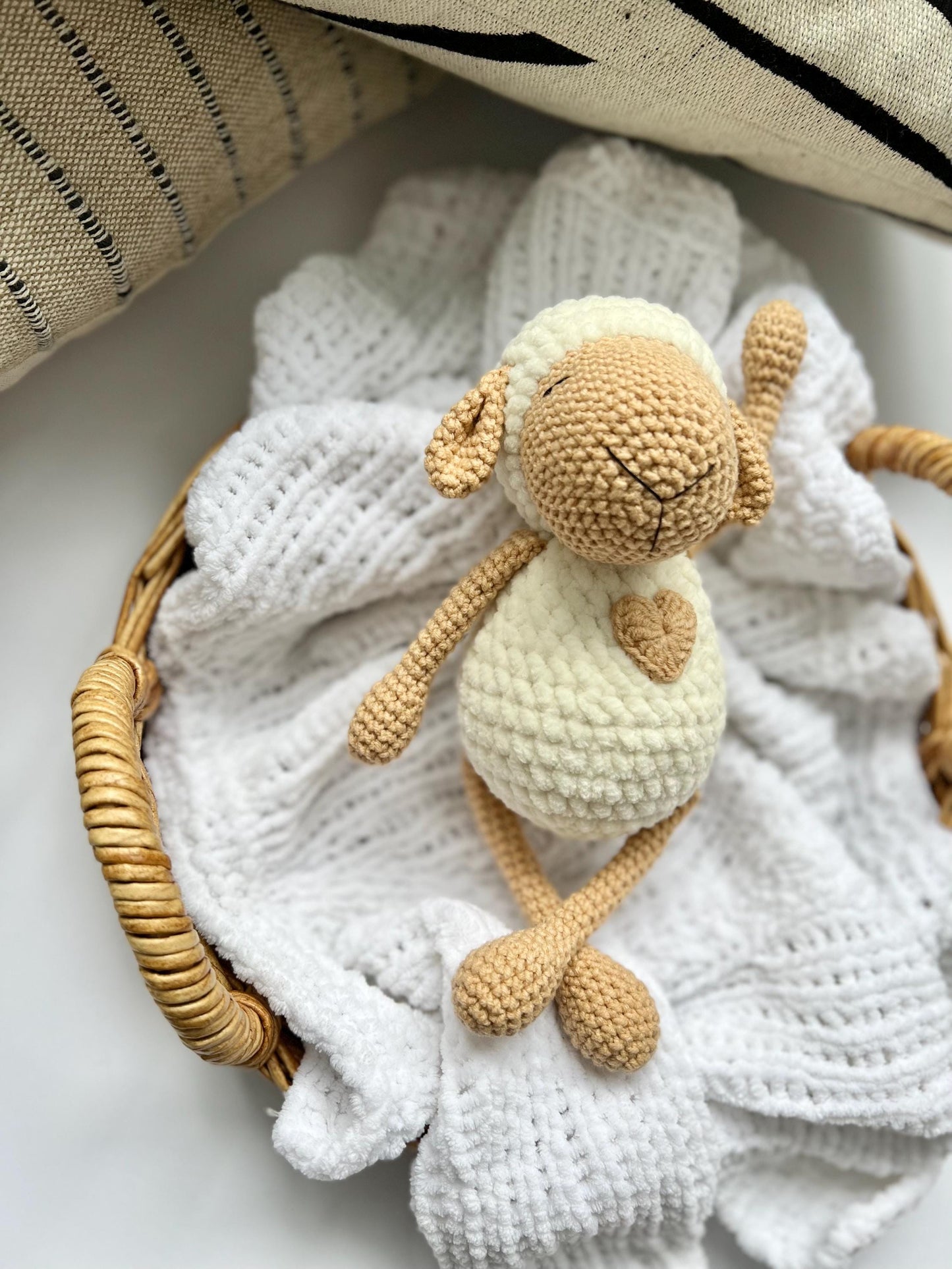 Plush Crochet Lamb Amigurumi, Soft Stuffed Animal Toy, Gender Reveal Gift