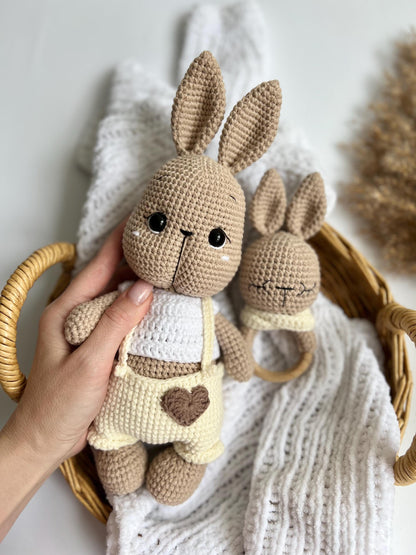 Amigurumi crochet rabbit, custom plush bunny toy, son first Christmas gifts, nursery decor