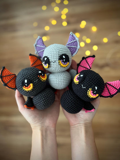 Halloween crochet bats amigurumi, plush gothic home decor, unique Halloween decor, soft stuffed animals, bat lovers gift