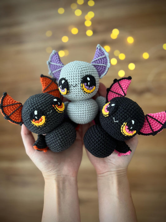 Halloween crochet bats amigurumi, plush gothic home decor, unique Halloween decor, soft stuffed animals, bat lovers gift
