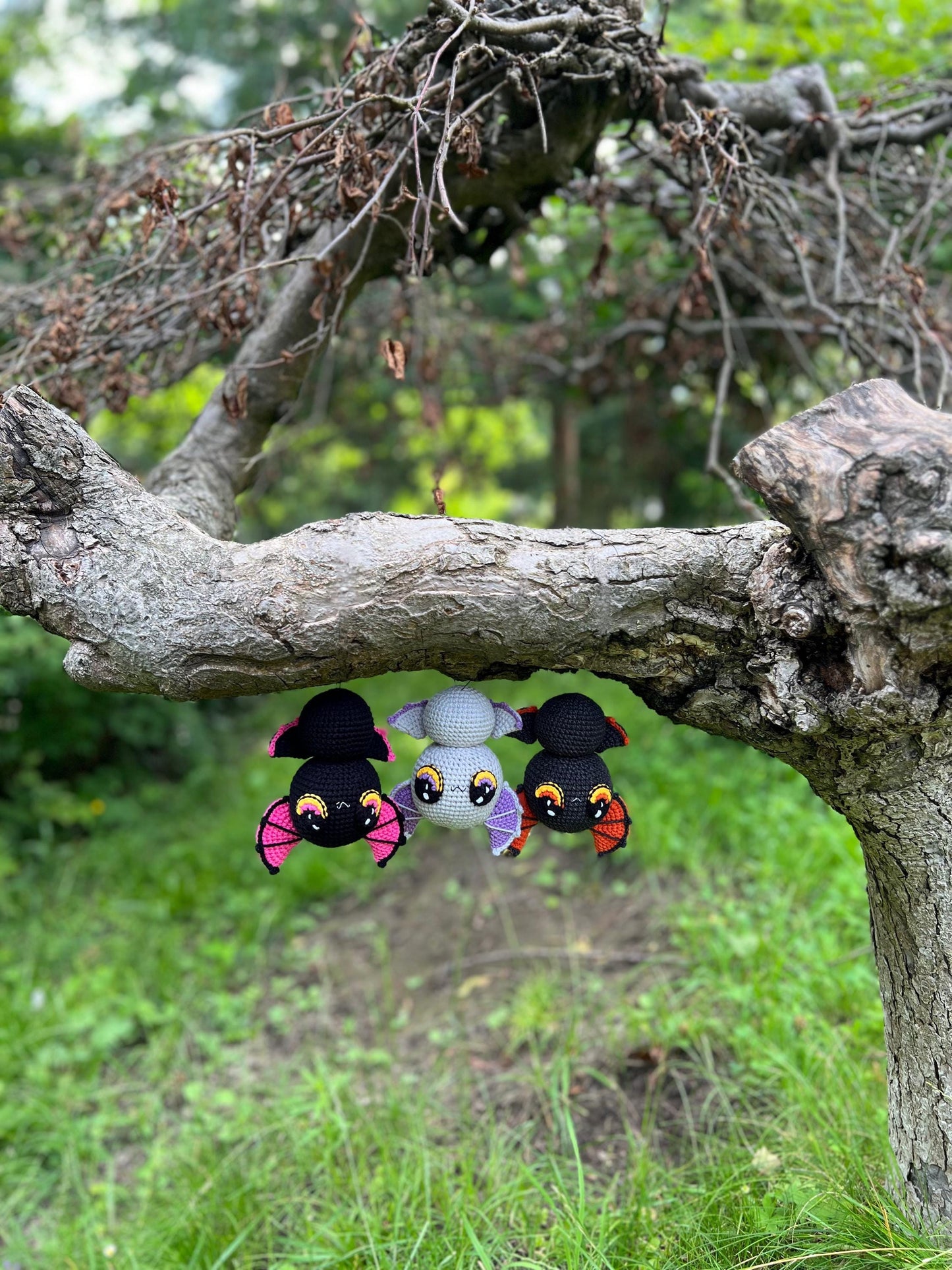 Halloween crochet bats amigurumi, plush gothic home decor, unique Halloween decor, soft stuffed animals, bat lovers gift