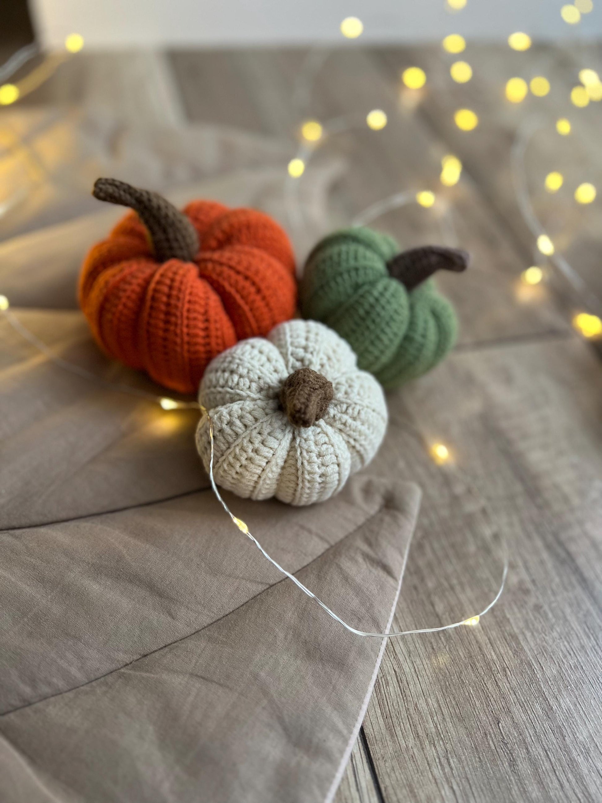Fall crochet set of 3 pumpkins, Halloween pumpkin decor, autumn home decor, spooky season crochet pumpkin toy, toddler gift ideas