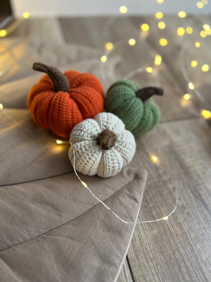 Fall crochet set of 3 pumpkins, Halloween pumpkin decor, autumn home decor, spooky season crochet pumpkin toy, toddler gift ideas