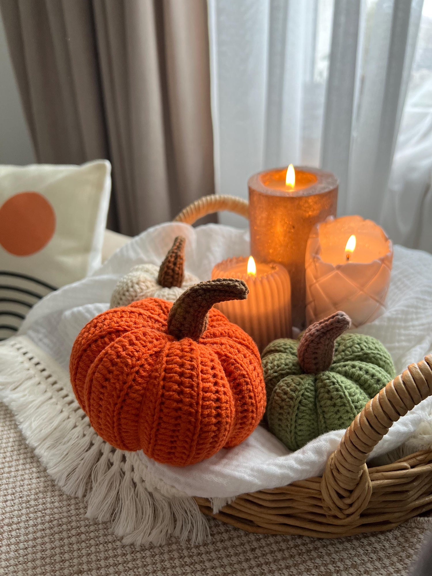 Fall crochet set of 3 pumpkins, Halloween pumpkin decor, autumn home decor, spooky season crochet pumpkin toy, toddler gift ideas