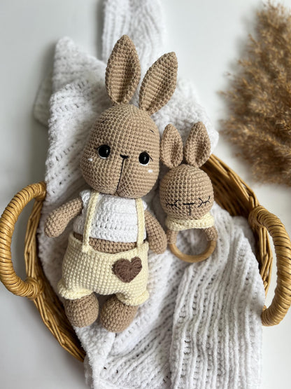 Amigurumi crochet rabbit, custom plush bunny toy, son first Christmas gifts, nursery decor