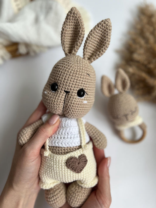 Amigurumi crochet rabbit, custom plush bunny toy, son first Christmas gifts, nursery decor