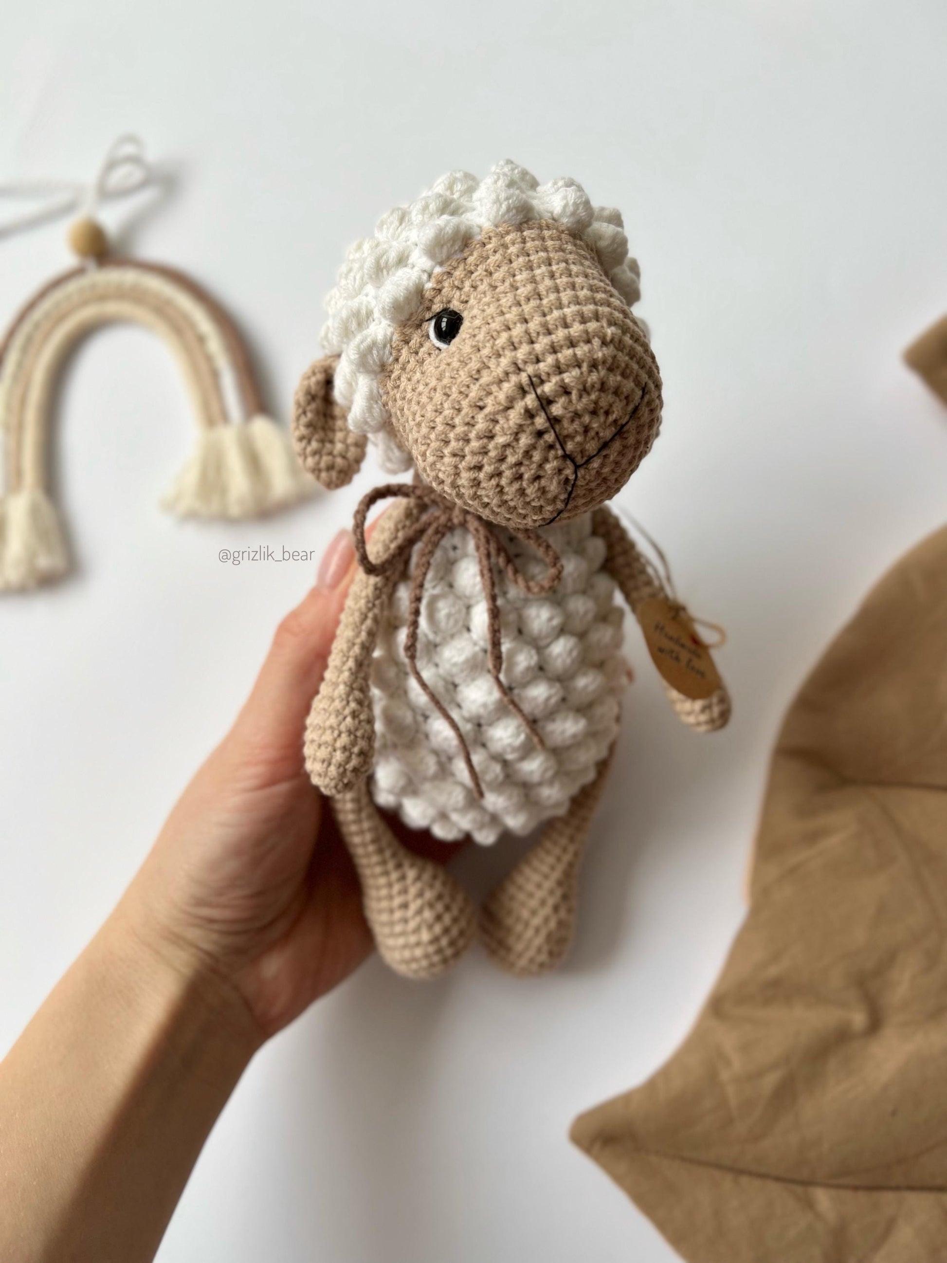 Crochet sheep amigurumi toy, baptism baby gift, first Christmas toy, handmade farm animals