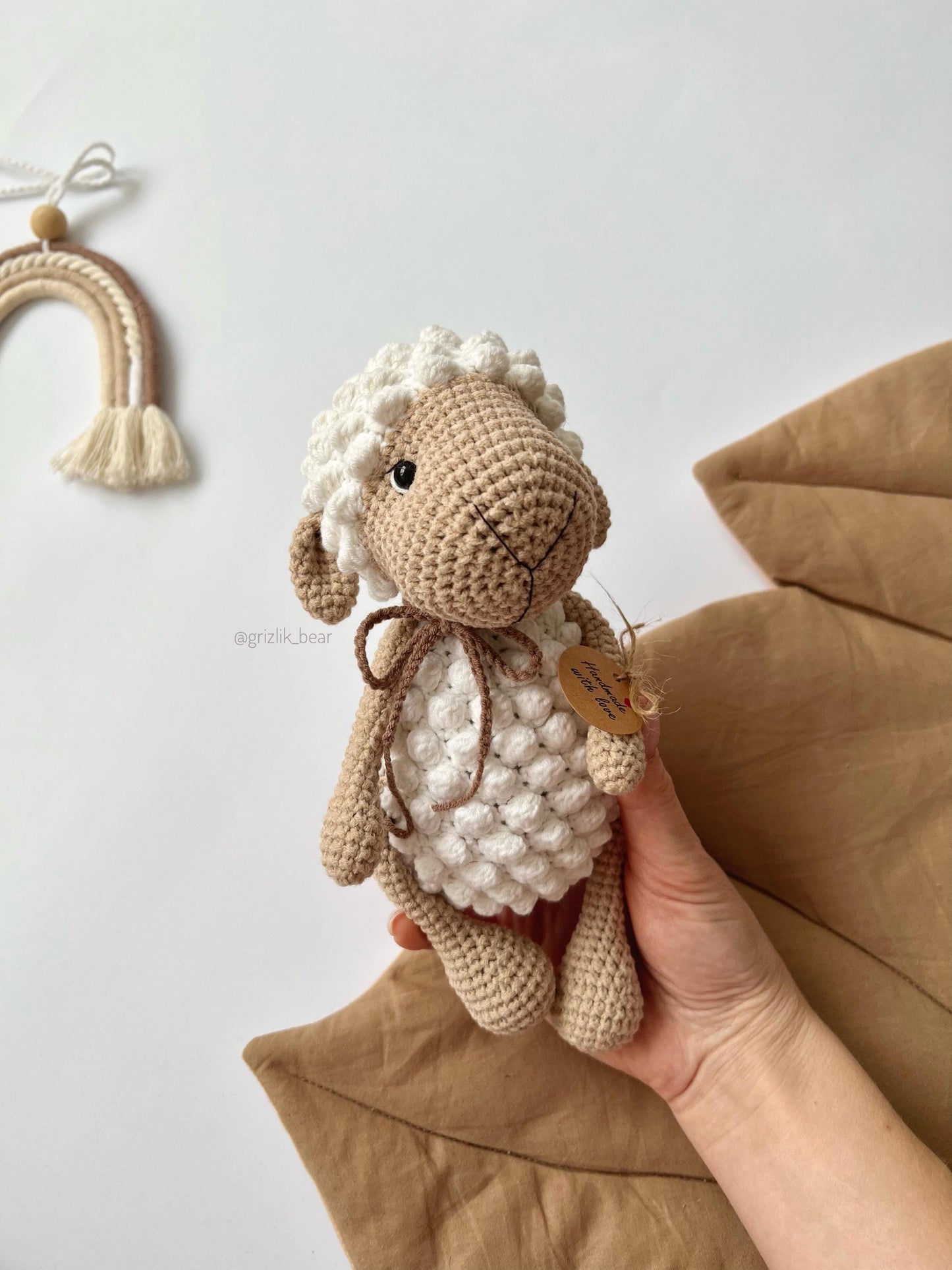 Crochet sheep amigurumi toy, baptism baby gift, first Christmas toy, handmade farm animals