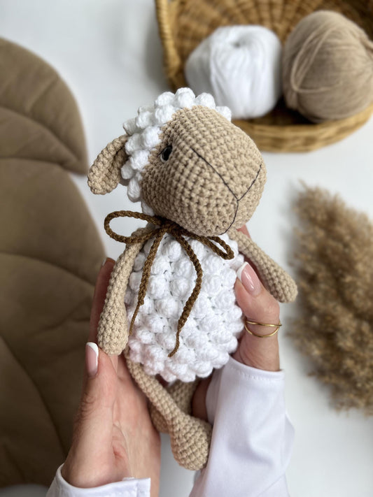 Crochet little lamb amigurumi, daughter Christmas gift, custom nursery decor, organic baby toys