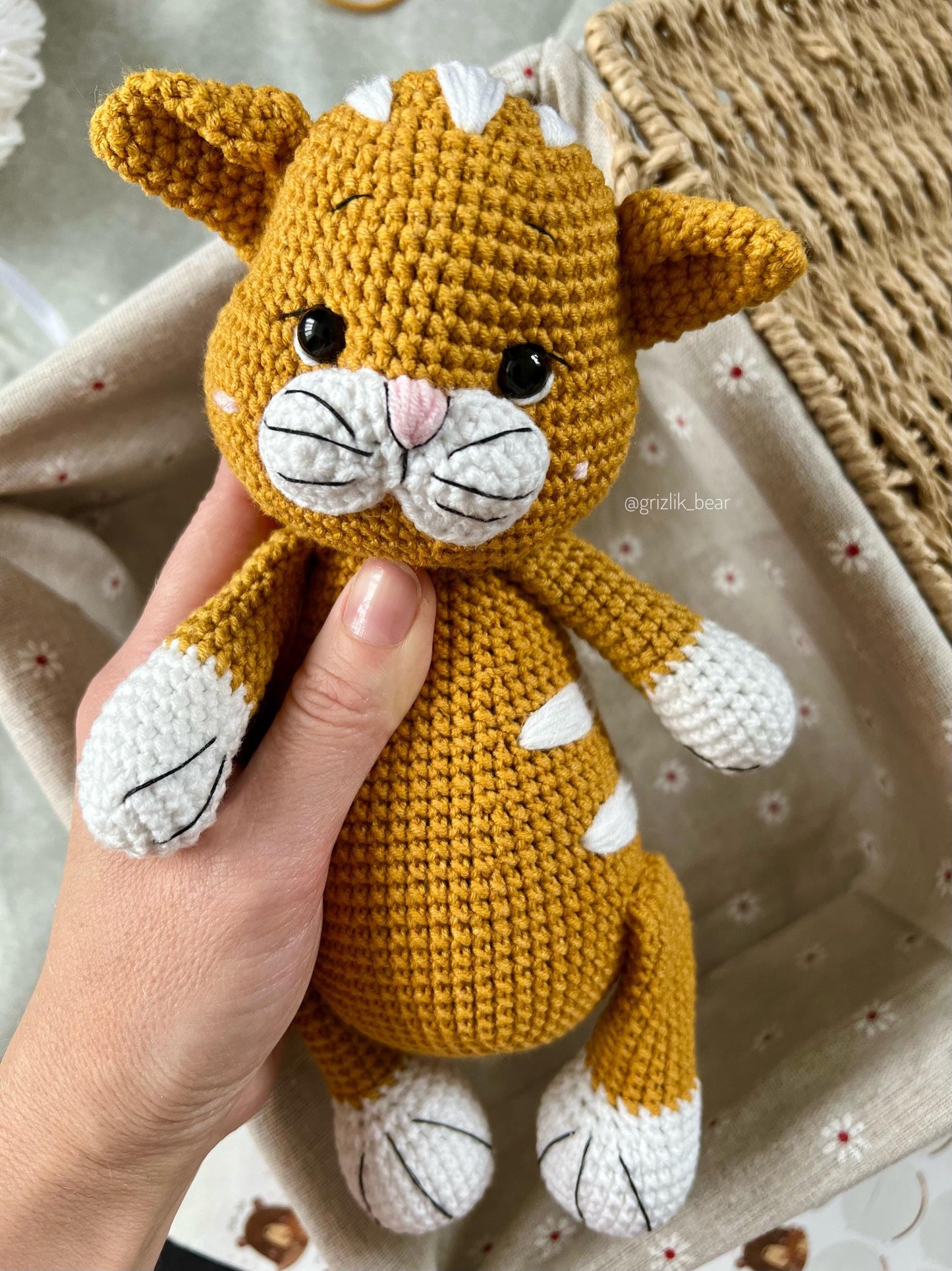 Ginger crochet cat toy, handmade cute chubby cat amigurumi, niece first Christmas gift, kitty stuffed animal, cat lover gift