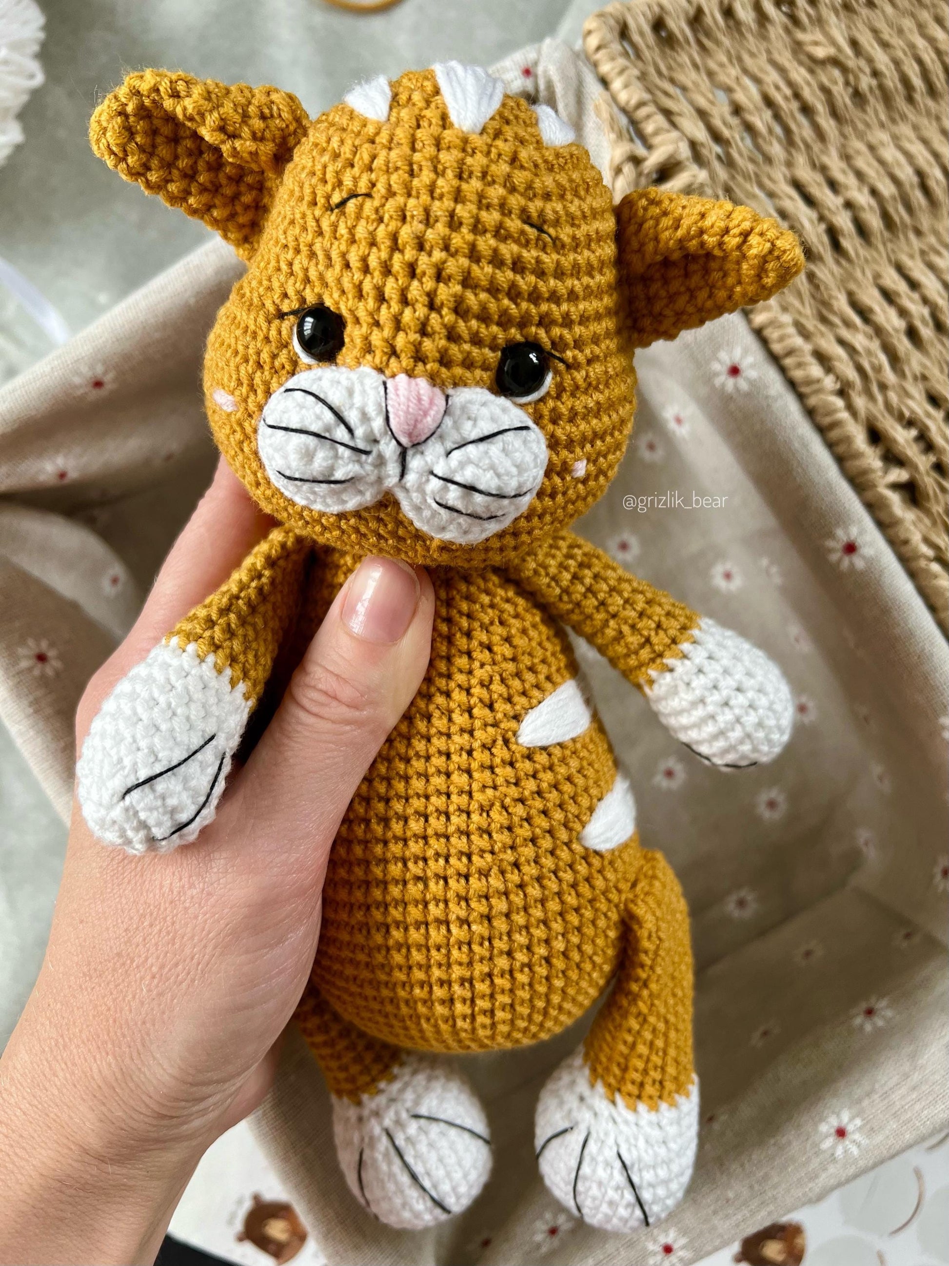 Ginger crochet cat toy, handmade cute chubby cat amigurumi, niece first Christmas gift, kitty stuffed animal, cat lover gift