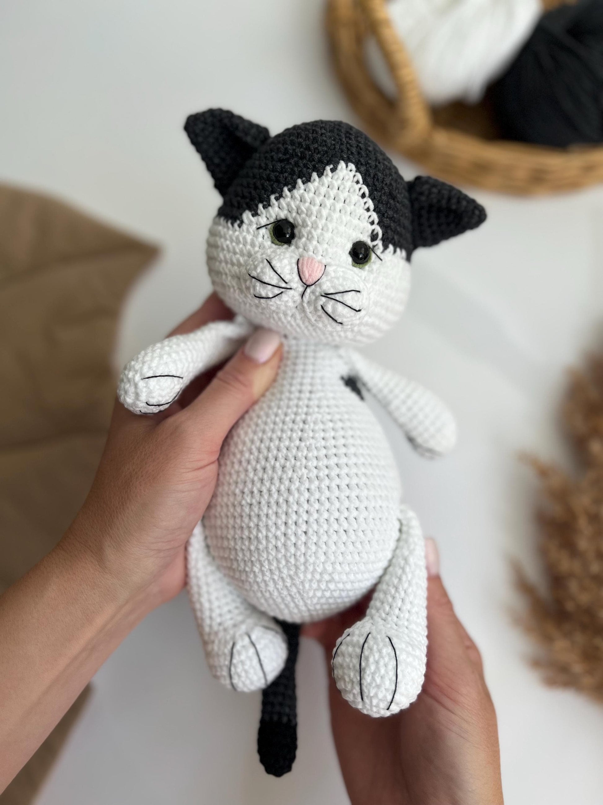 Ginger crochet cat toy, handmade cute chubby cat amigurumi, niece first Christmas gift, kitty stuffed animal, cat lover gift