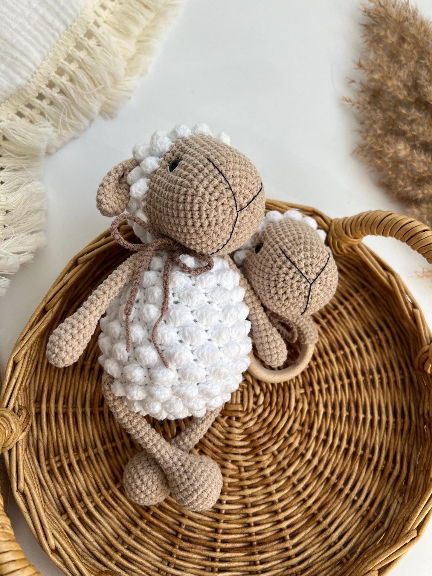 Crochet sheep amigurumi toy, baptism baby gift, first Christmas toy, handmade farm animals