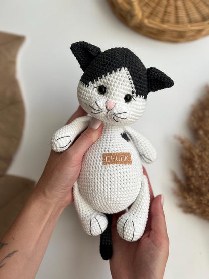 Personalized crochet cat amigurumi, cute chubby cat toy, black Friday sale, toddler Christmas gift, kids holiday gift, organic baby toys
