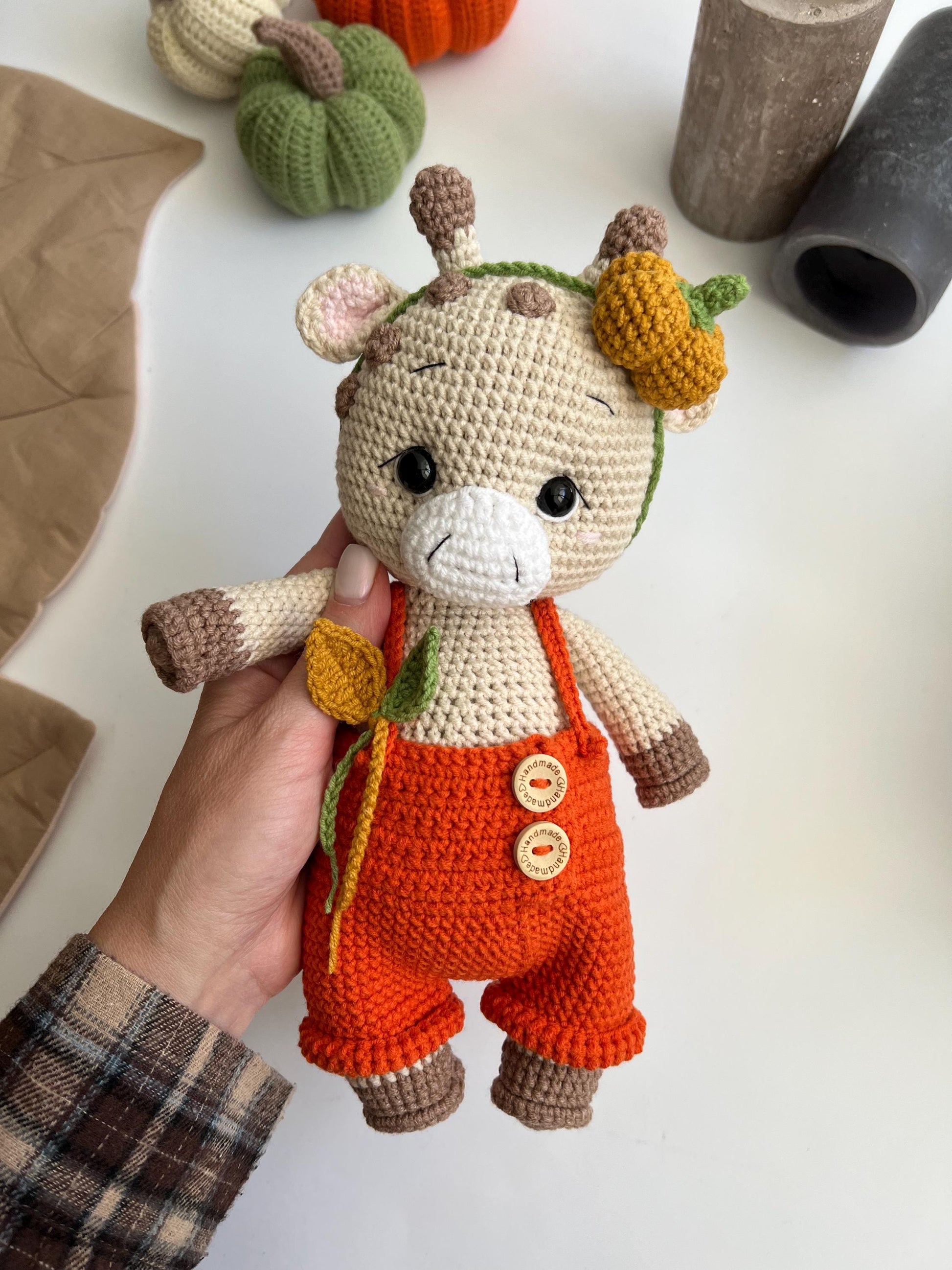 Spooky Halloween crochet giraffe, fall season giraffe amigurumi, gothic nursery decor, Thanksgiving gift, personalized giraffe plush gift