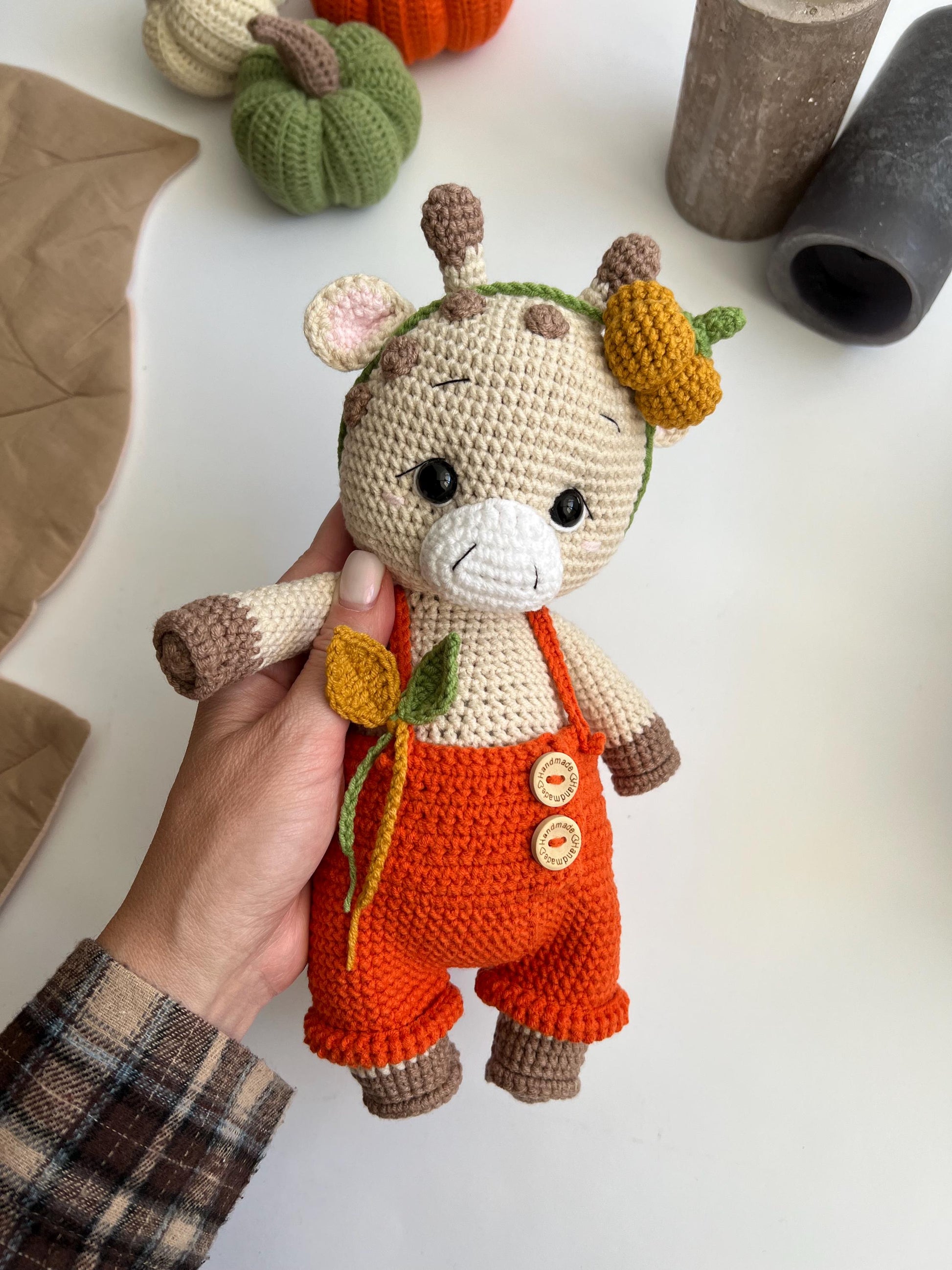 Spooky Halloween crochet giraffe, fall season giraffe amigurumi, gothic nursery decor, Thanksgiving gift, personalized giraffe plush gift