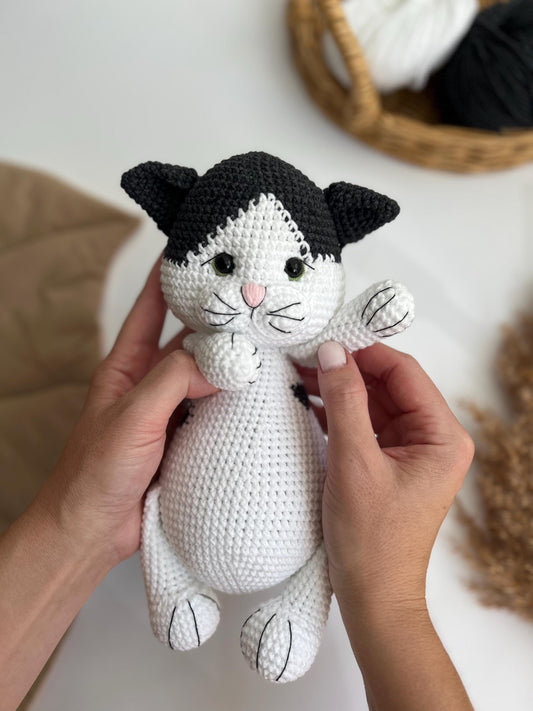 Personalized crochet cat amigurumi, cute chubby cat toy, black Friday sale, toddler Christmas gift, kids holiday gift, organic baby toys