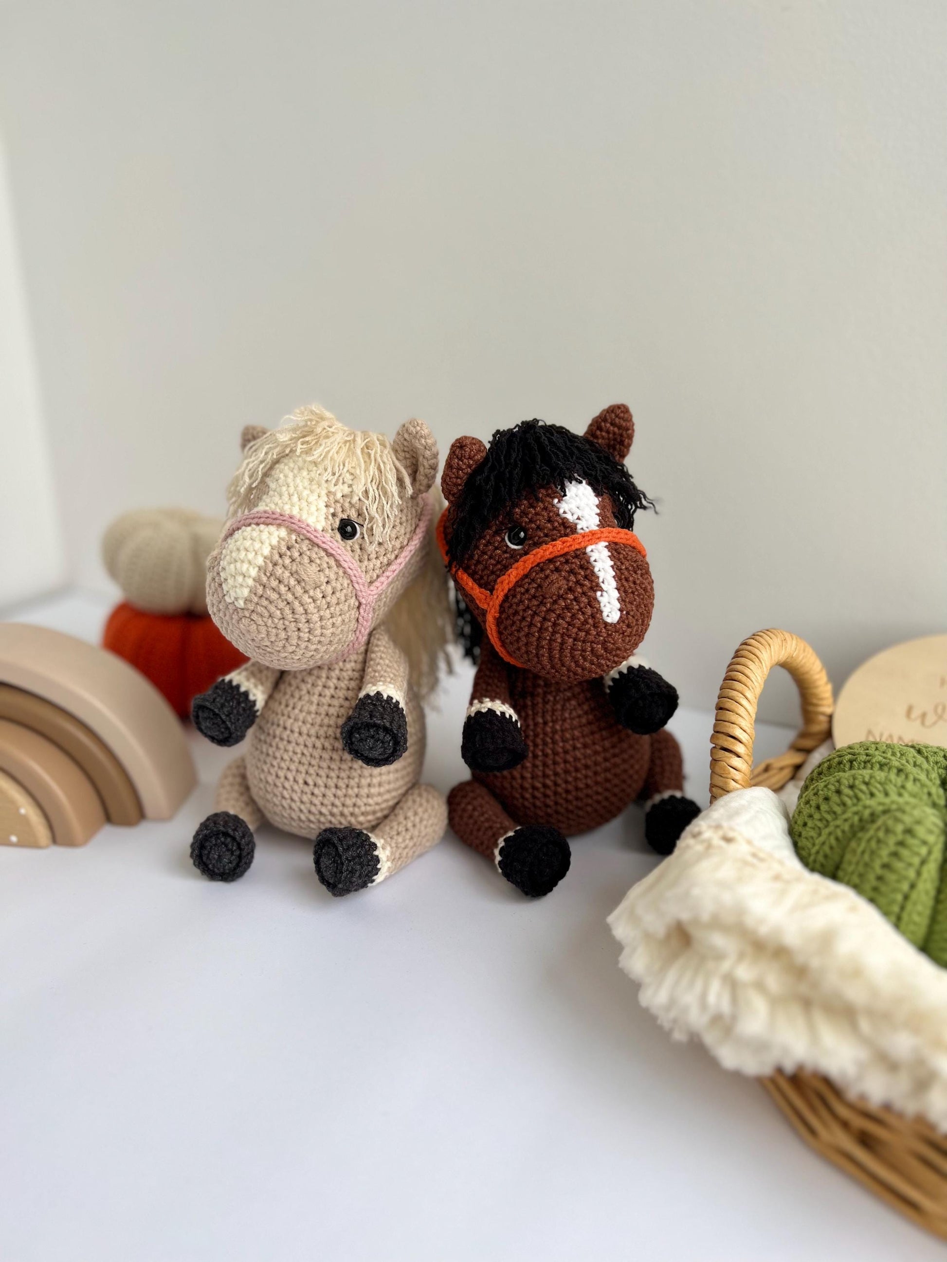 Crochet horse amigurumi toy, kids Christmas gift, custom farm animals, New Year 2025 decor