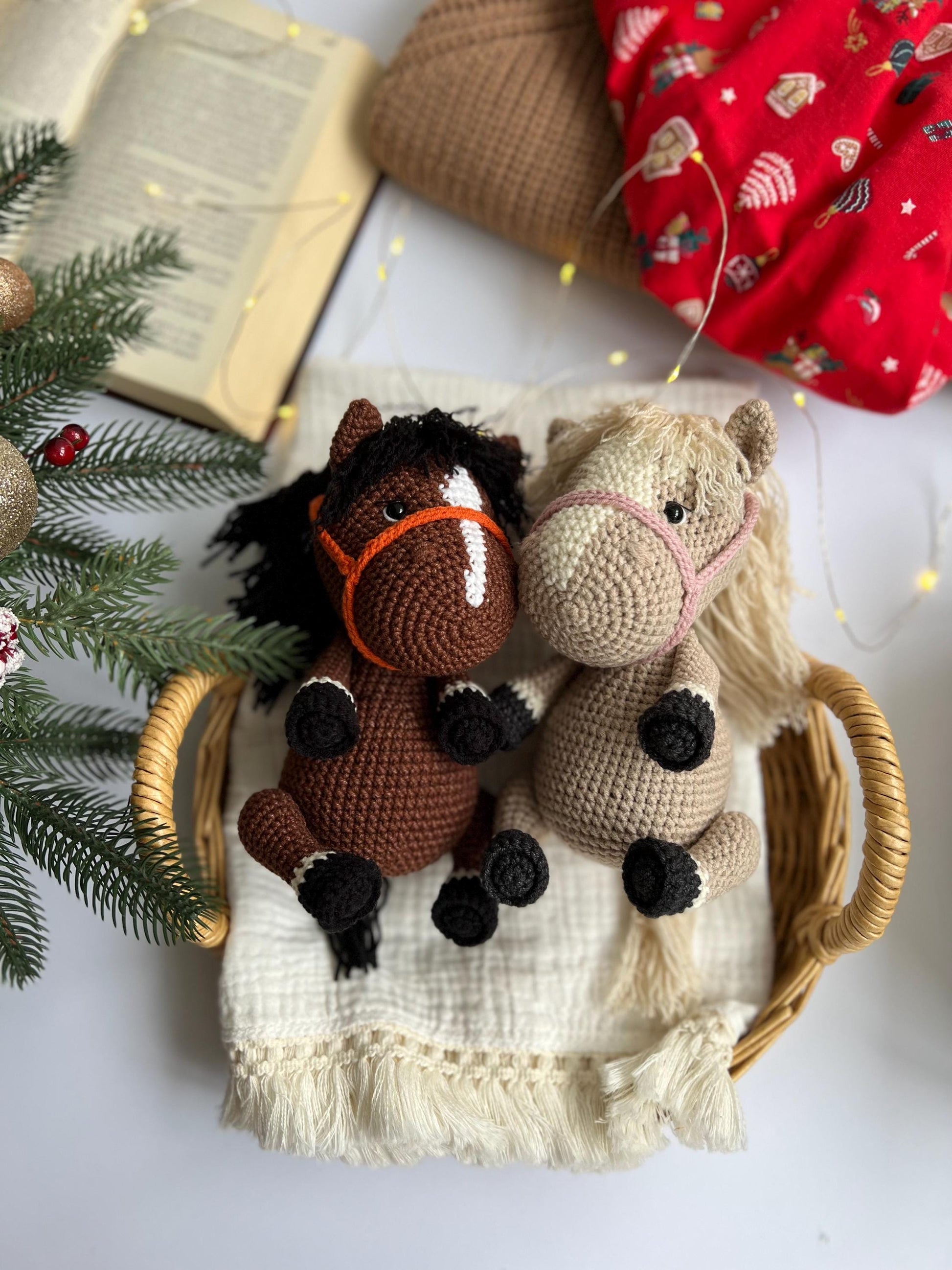Crochet horse amigurumi toy, kids Christmas gift, custom farm animals, New Year 2025 decor