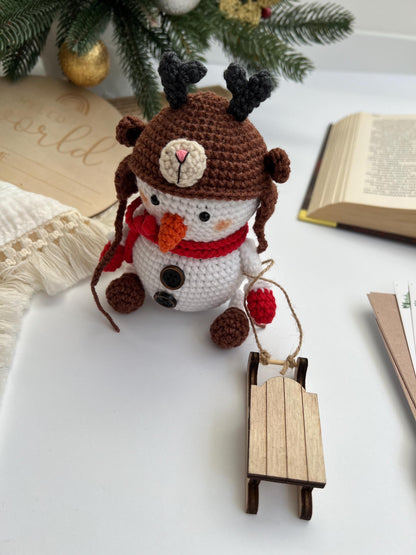 Crochet amigurumi snowman, handmade plush Santa toy, New Year 2025, first Christmas gift