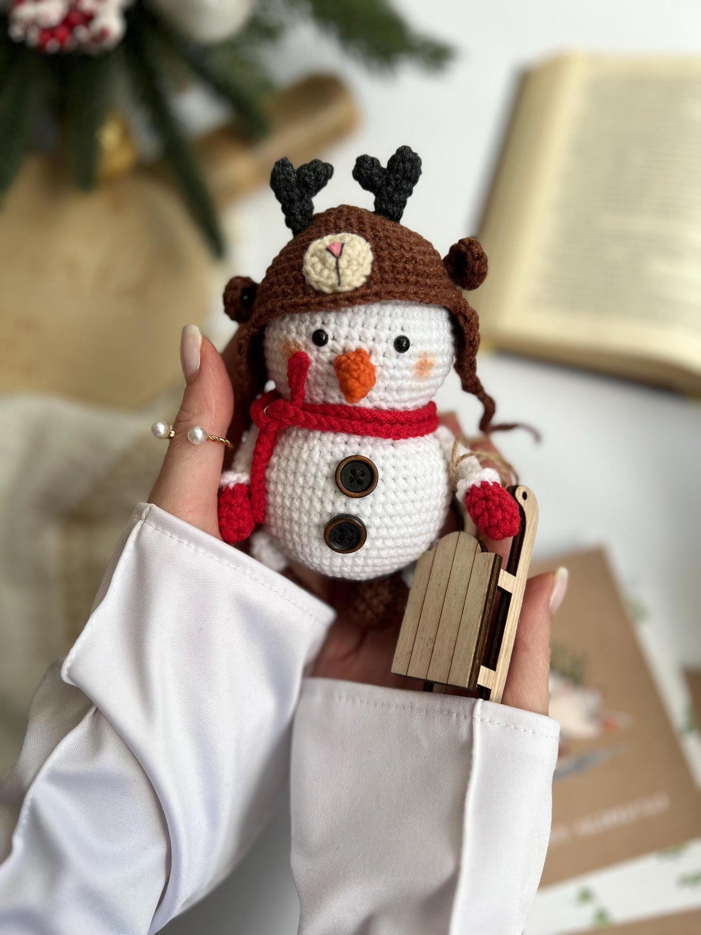 Crochet amigurumi snowman, handmade plush Santa toy, New Year 2025, first Christmas gift