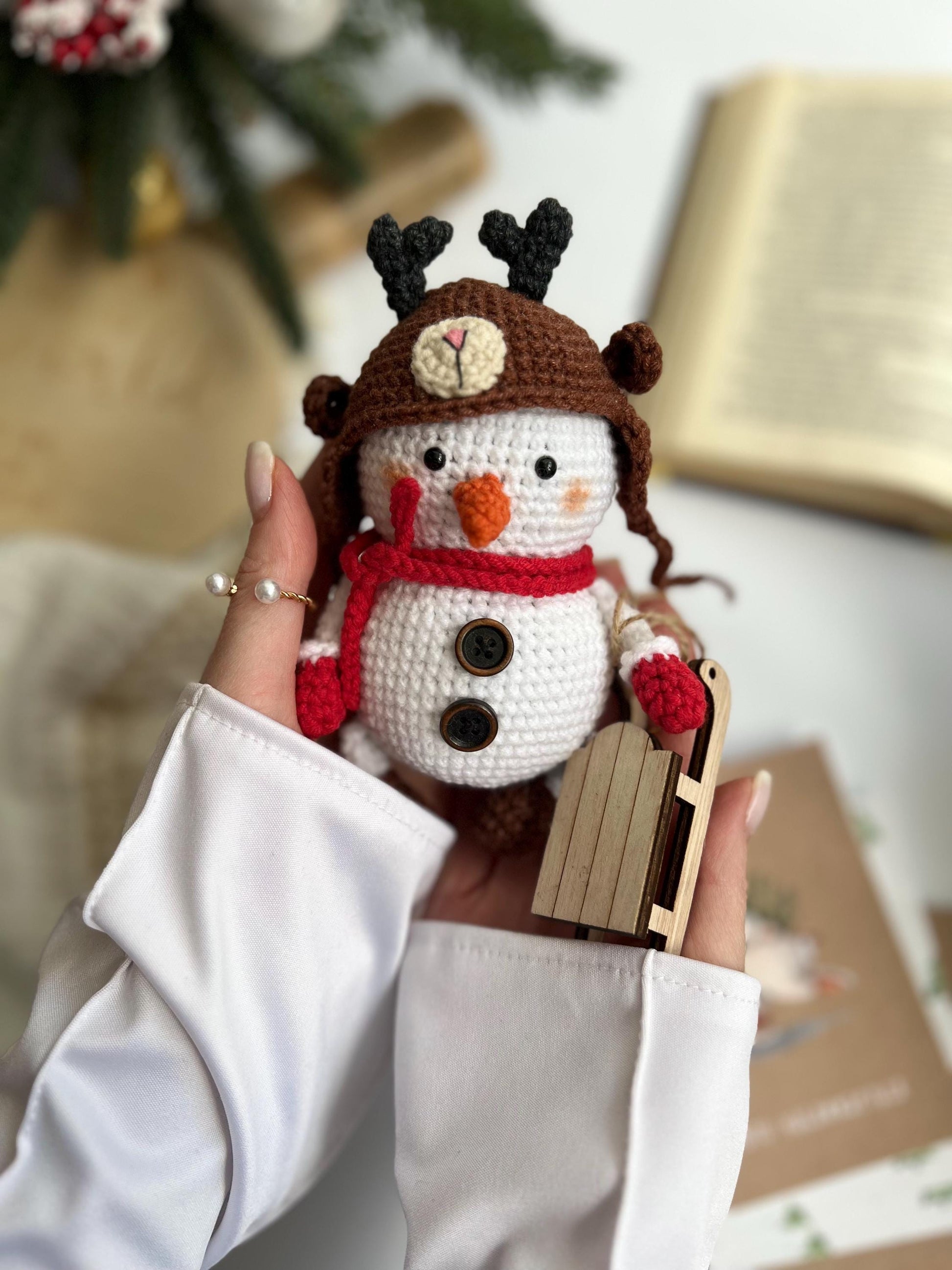 Crochet amigurumi snowman, handmade plush Santa toy, New Year 2025, first Christmas gift