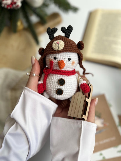 Crochet amigurumi snowman, handmade plush Santa toy, New Year 2025, first Christmas gift